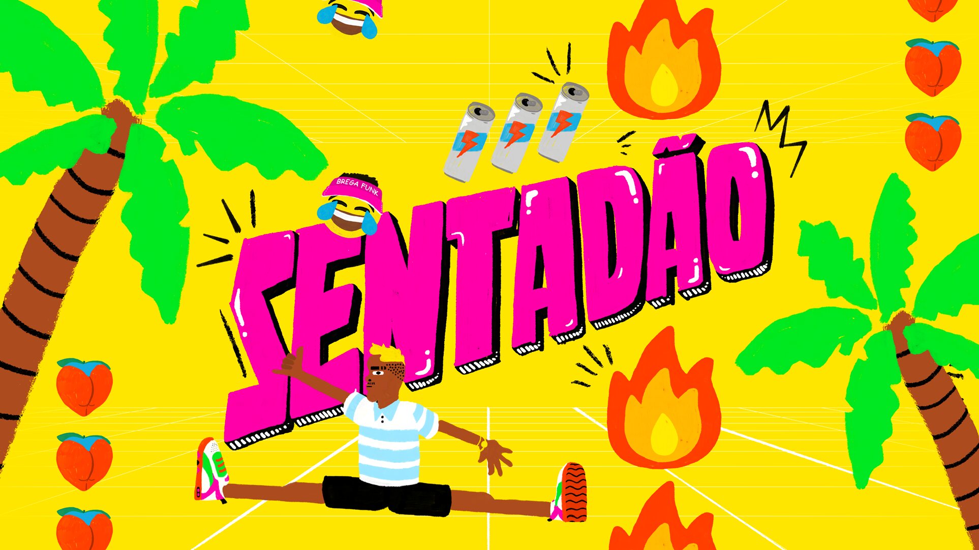 Arte Sentadão com palmeiras
