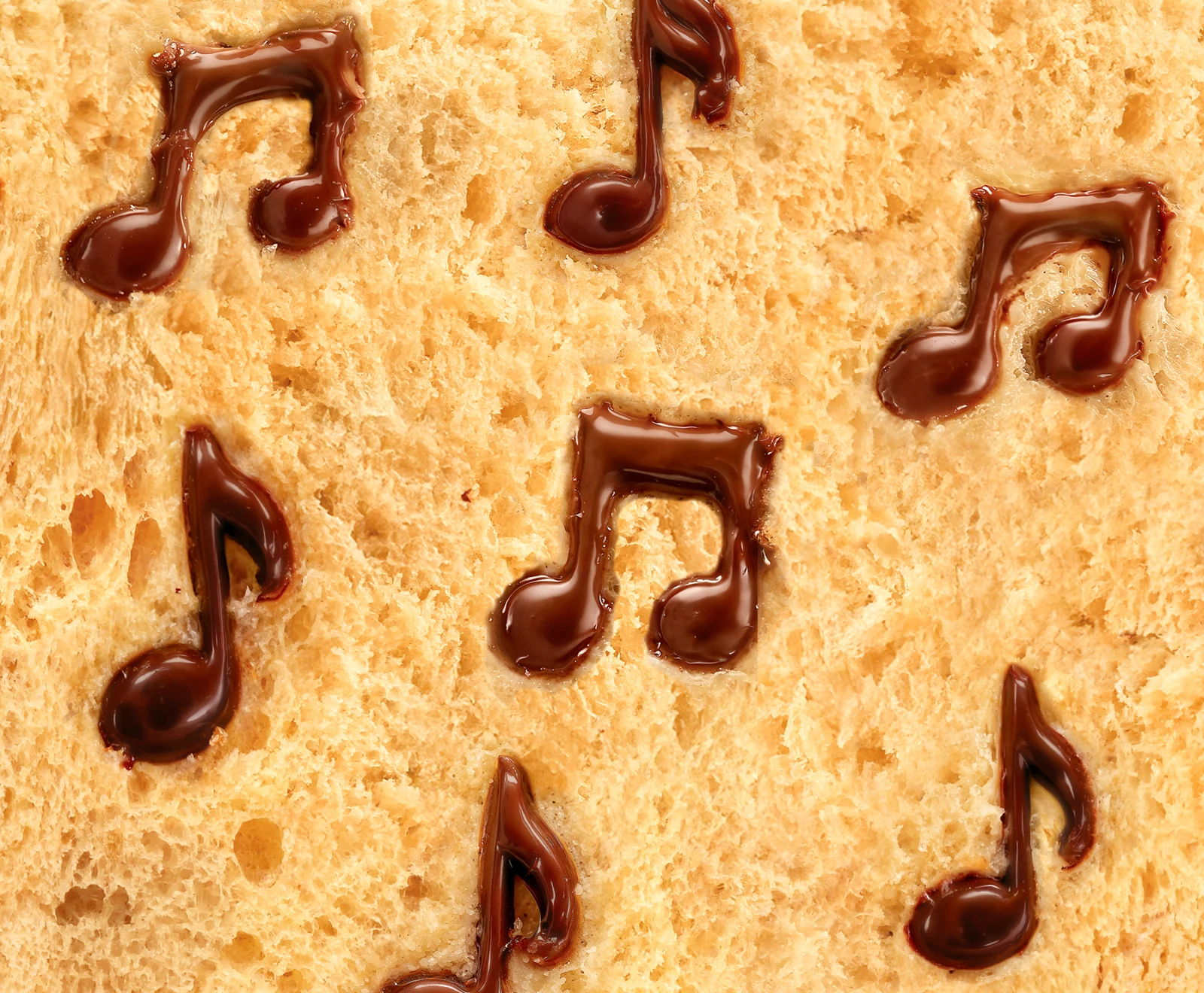 Pão com notas musicais de chocolate